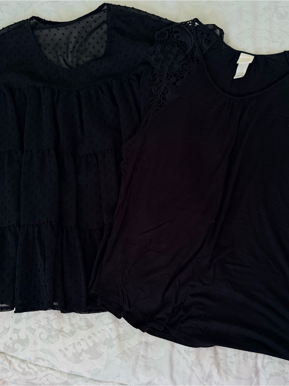 Women’s Black Lace Sleeve & Sheer Panel Tops - Pack